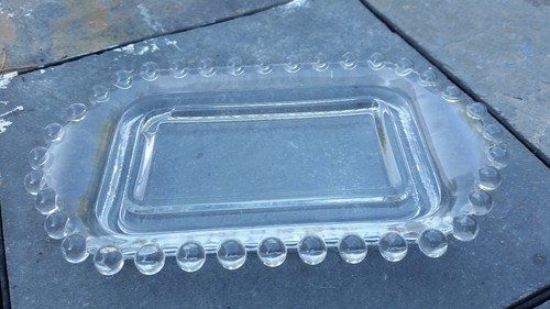 Crystal Candlewick California Covered Butter With Beads on Top of Lid 400 / 276 - Picture 3 of 6