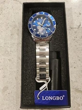 Olevs Men's Mechanical Watch WaterProof Luminous Quartz Stainless Steel Blue NEW