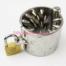 Stainless Steel 4 Rows Teeth Ring Pendant Scrotum Testicle Chastity Belt