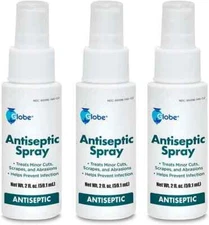 3 Pack Globe First Aid Antiseptic Spray, Wound Cleaner, Benzalkonium Chloride