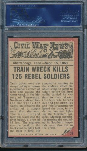 1962 Topps Civil War News #53: Train of Doom ~ PSA 9 oc - Picture 2 of 2