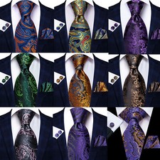 USA Purple Gold Novelty Designer Tie Mens Necktie Hankerchief Cufflink