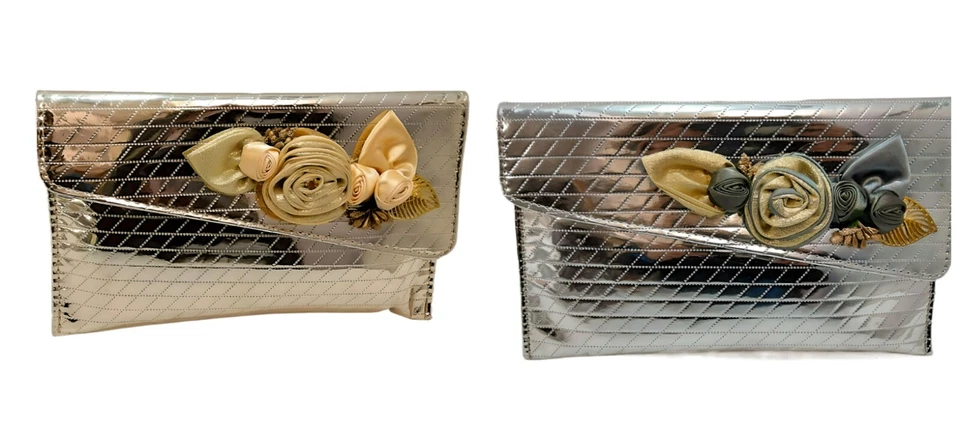 DIVASWORLD Floral Bridal Clutch For Women Metallic Wedding Purse Long Wallet Handbag Gifts