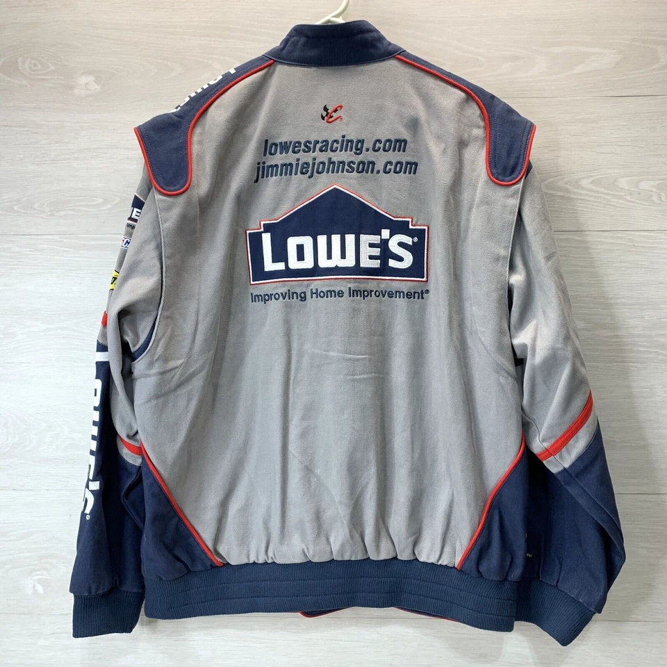 Chase Authentics Jimmie Johnson Lowes #48 NASCAR Racing Jacket Gray SZ M - Image 2 of 4