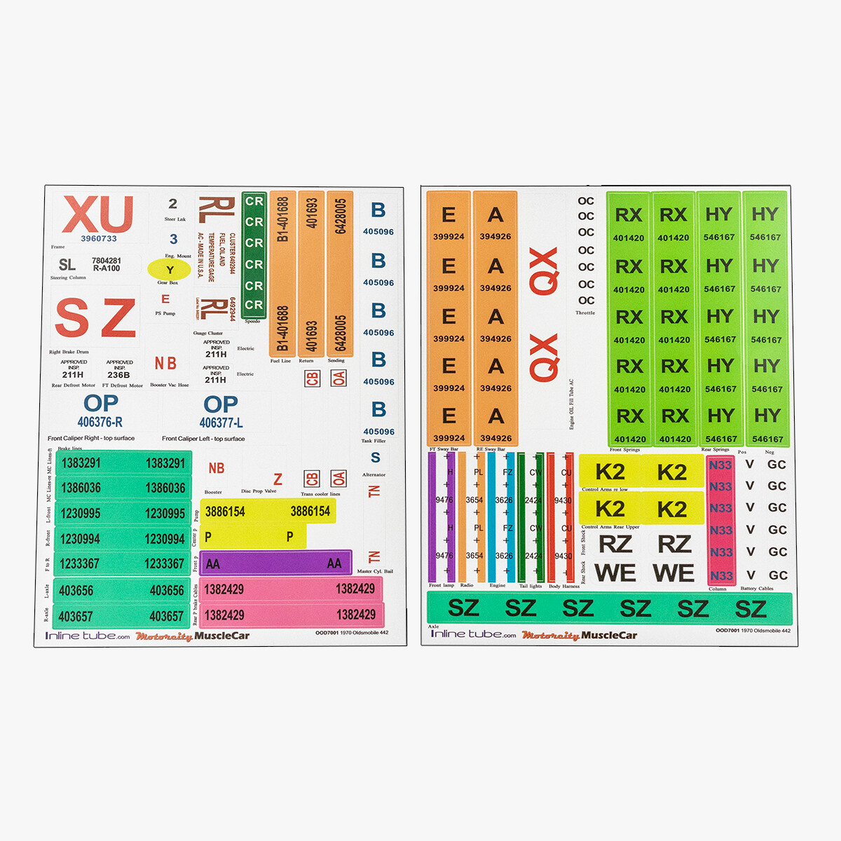 1969 Cutlass 442 Hurst Olds Detail Stickers Hardtop