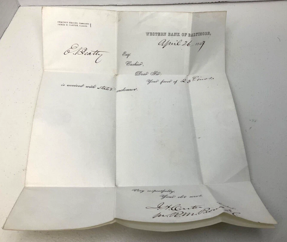 U.S. 1847 Stampless Cover Blue Cancel & Paid 5 Baltimore To Hagerstown, Maryland - Image 4 of 4