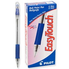 32002 Pilot EasyTouch Ballpoint Stick Pen, Fine Point, Blue Ink, Pack of 12