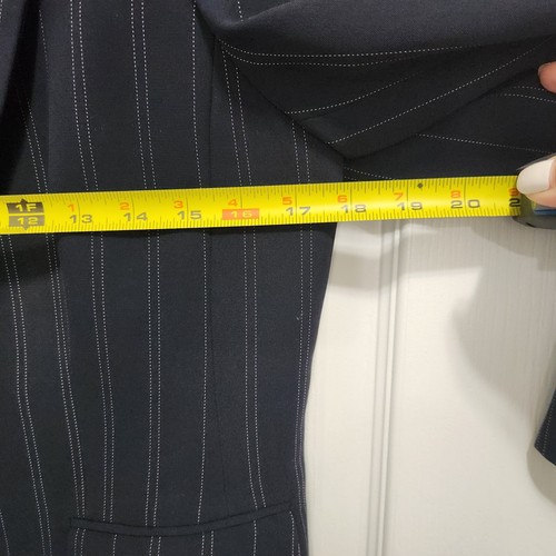 KASPER Blazer Skirt Women's 10 Petite Pinstripe 2 Piece Suit Navy Blue Career - Picture 15 of 21