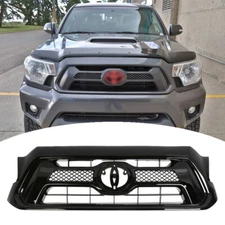 For 2012 2013 2014 2015 Toyota Tacoma Front Bumper Gloss Black Grille Grill
