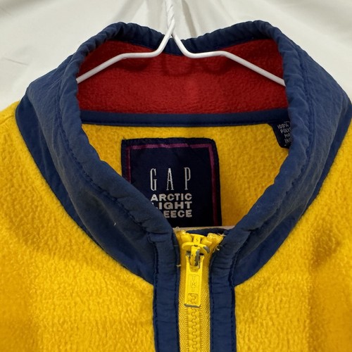Gap Artic Light Zip Up Fleece Mens Size Medium Yellow Blue Red Vintage Gap - Picture 6 of 11