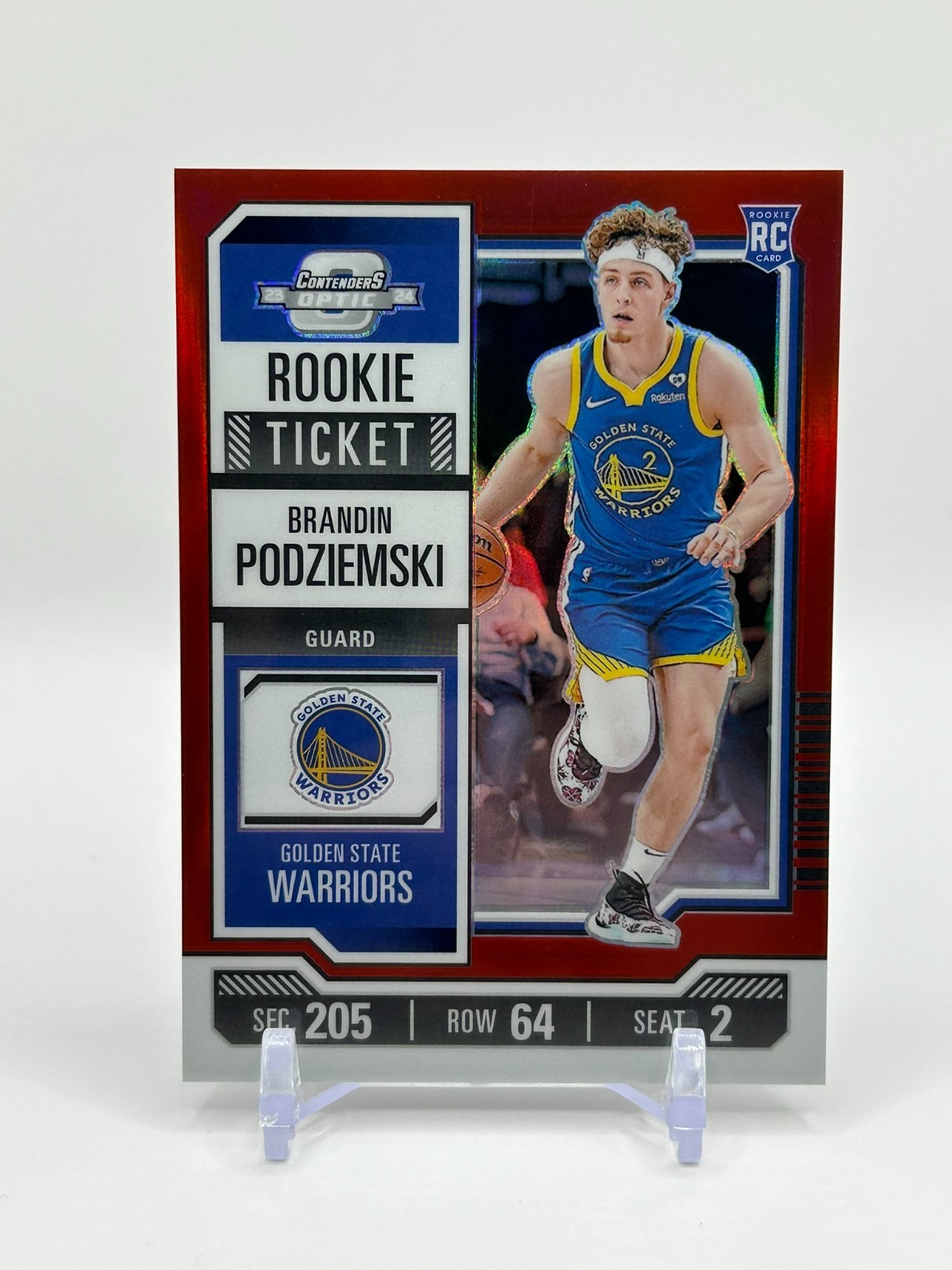 2023-24 Panini Contenders Optic Brandin Podziemski RC Rookie Red #3 Warriors