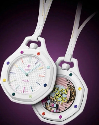 Swatch Royal Pop Analog Quartz Octagon White Plastic Band Textured Dial