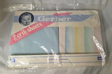 Vintage Gerber Crib Sheet 2 Pk 100 Cotton Fits 28"x52" Mattress Blue And Multi