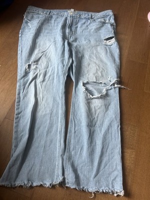 Women s Plus Size Light Wash Distressed Ripped Jeans 22w Streetwear Grunge