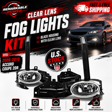 Fits 2008-2010 Honda Accord Coupe 2dr Clear Fog Lights Lens Bumper Lamps Kit