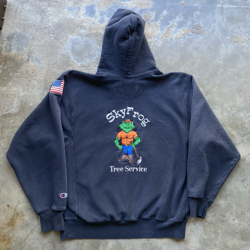 Vintage y2k Champion Reverse Weave Embroidered Hoodie Sweatshirt L Black USA - Image 1