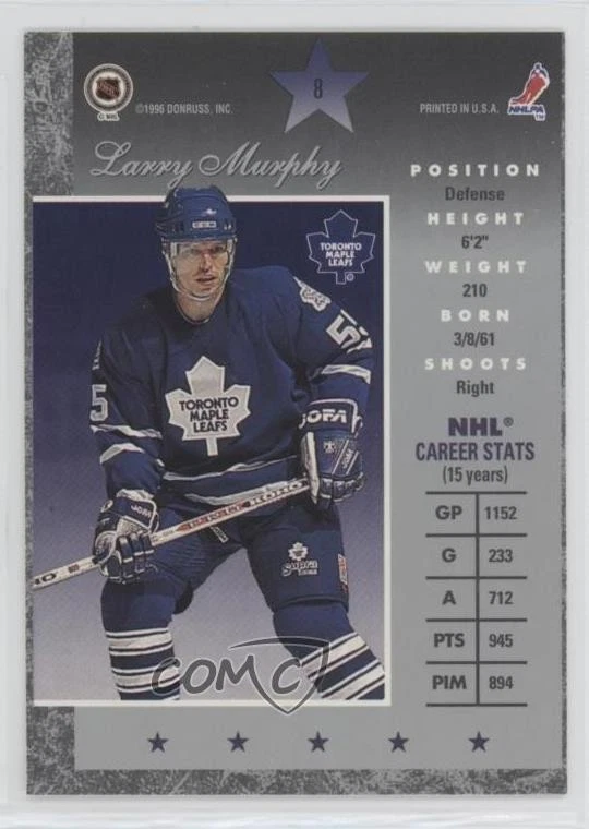 1995-96 Donruss Elite Larry Murphy #8 HOF - Image 2 of 2