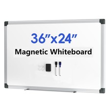 Magnetic Dry Erase White Board for Wall 36" 24"- 1 Eraser, 2 Markers, 4 Magne...