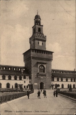 Castello Sforzesco Torre Umberto Milan Italy vintage postcard d579