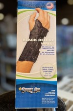 SportAid Black Deluxe Wrist Brace Right Medium- Carpal Tunnel  Arthritis Suppor