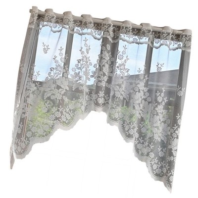 White Lace Window Drape for Apartments Portable Airy Texture