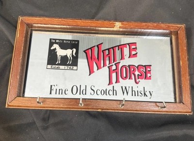 Vintage White Horse Scotch Whisky Bar Mirror Sign 