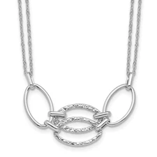 14K White Gold Polished Double Strand Link Necklace