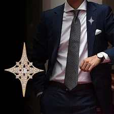 Rhinestone Star Brooch for Men Women – Crystal Lapel Pin Badge Gift