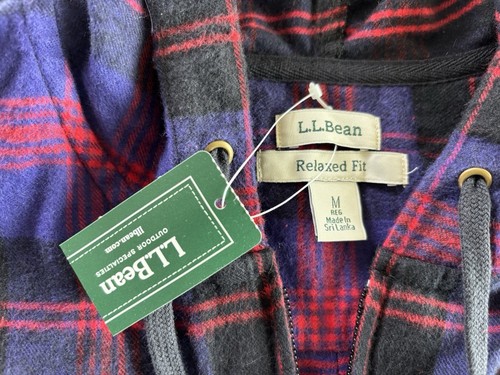 L.L. Bean Para Mujer Calce Relajado Escocés Franela a Cuadros Con Capucha Cremallera Talla Mediana - Imagen 8 de 12