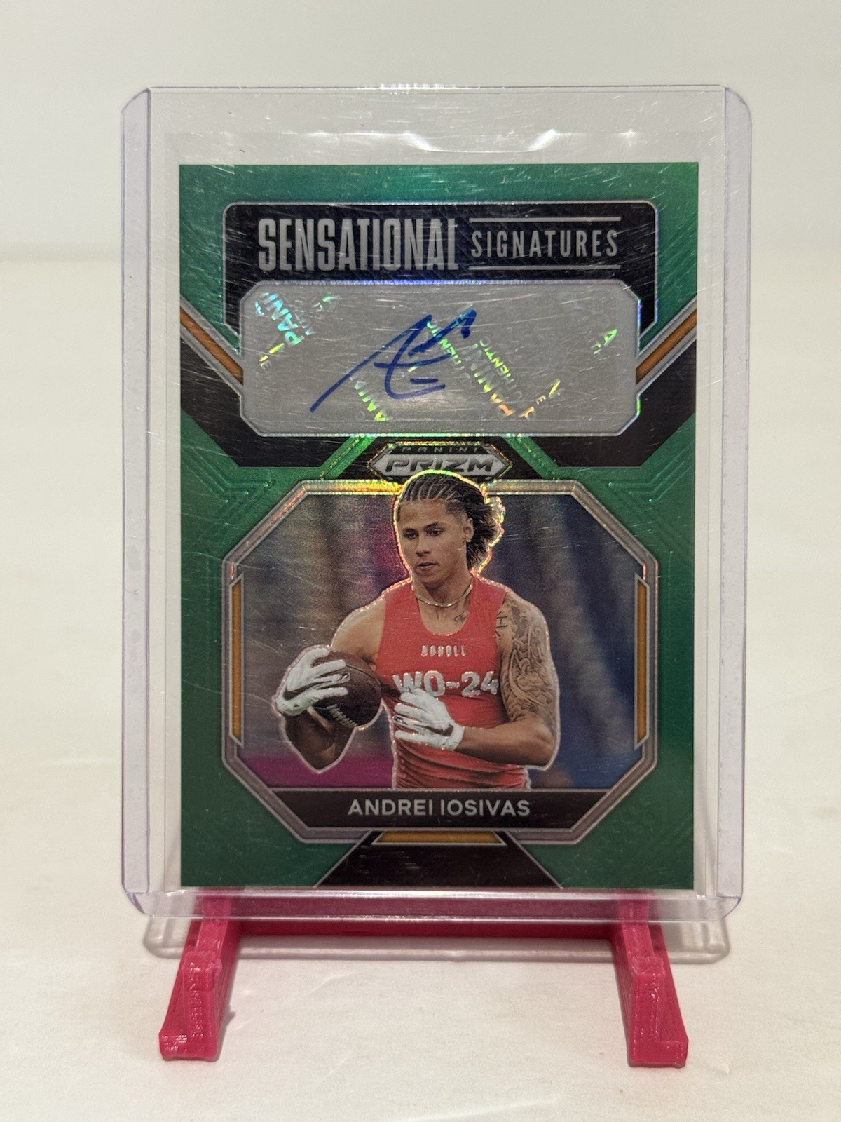 Andrei Iosivas Panini Prizm Draft Picks Sensational Signature #SSASI Green Pulsar