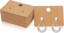 100 Pcs Earring Cards Display Holder Paper Hanging Brown 