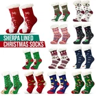 Christmas Socks Sherpa Gift Stocking Thermal Cotton Santa Reindeer One Size
