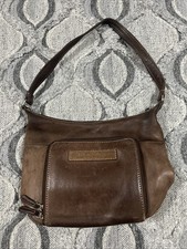 FOSSIL Pebbled Leather Shoulder Bag Purse Brown Vintage 75082