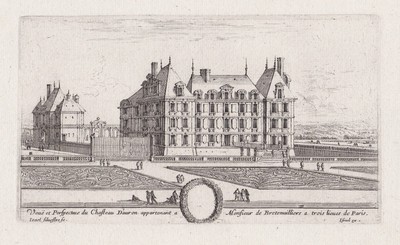 Gravure Originale Israel Silvestre - Château De Tanlay (Yonne) Vers 1650, Pièce Unique Faite Main