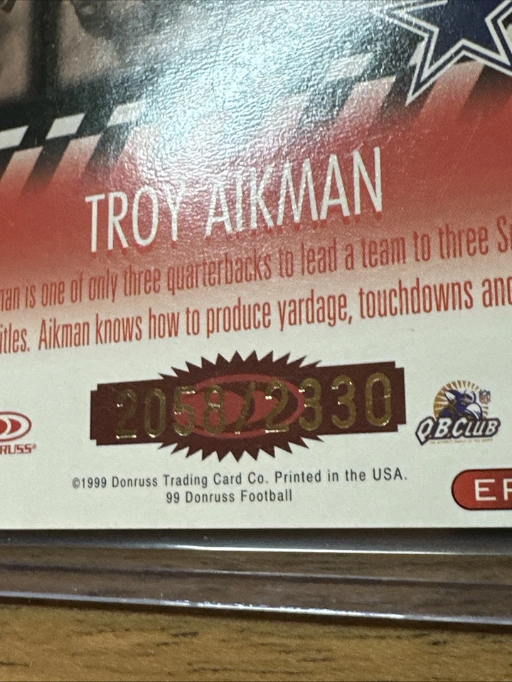 Troy Aikman 1999 Donruss Executive Producers #d /2330 Dallas Cowboys - Image 3 of 3
