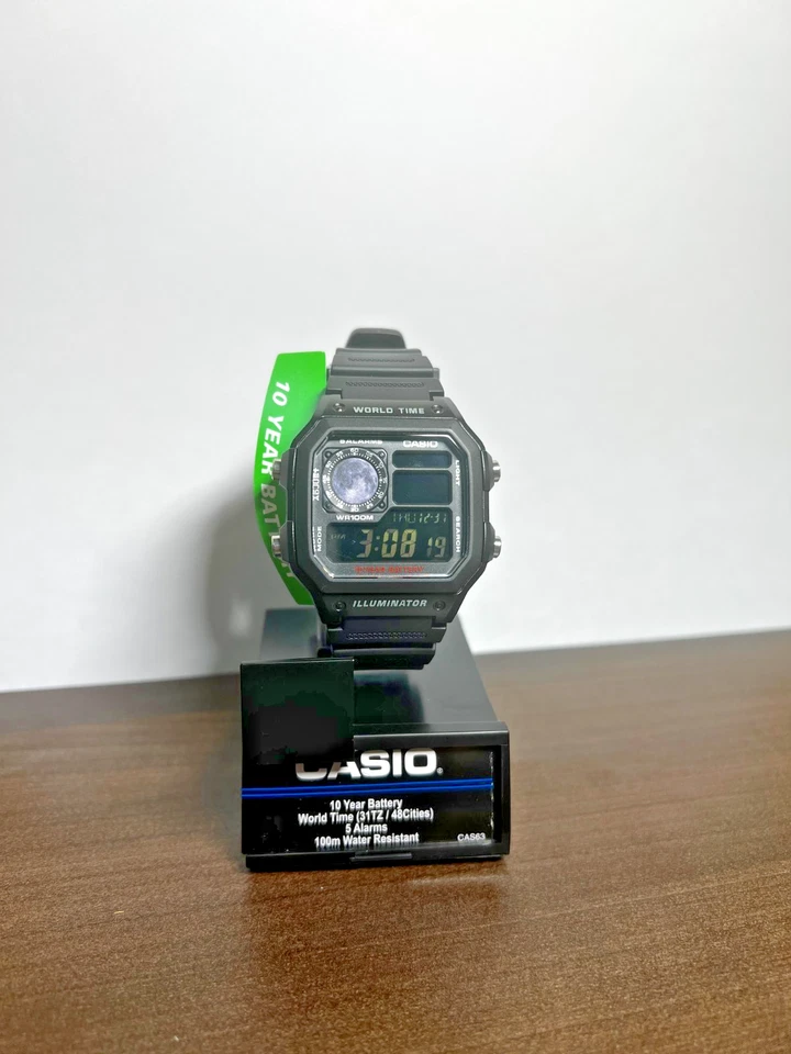 "Apollo" | Personalizada 🌕⚫️⚪️ Pantalla Negativa Casio World Time | Royale | AE-1200WH Foto 3 de 4