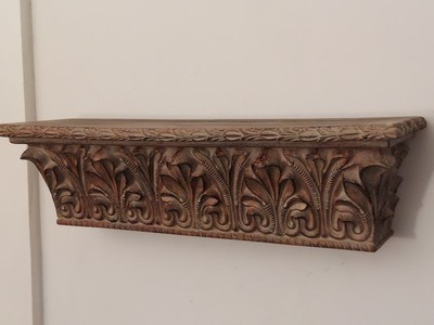 Vintage Resin Neoclassical Architectural Acanthus Leaves Floating Accent  Shelf