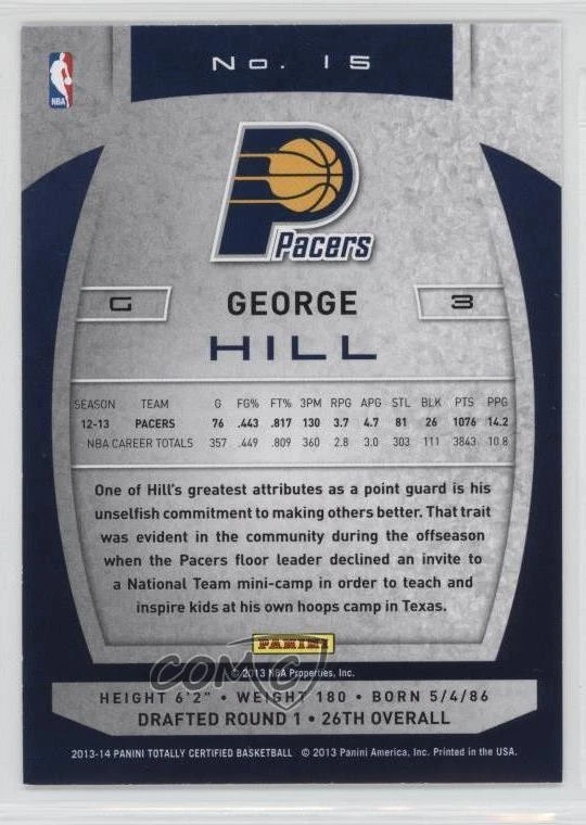 2013-14 Totally Certified George Hill #15 - Image 2 of 2