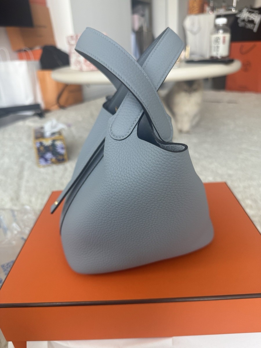 Hermes Picotin 18 Gris Pantin Gold Taurillon Clemence New FULL SET