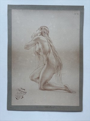 Antiker französischer akademischer weiblicher Akt Ève nach Tobbé-Duval von F. Grellet, Paris