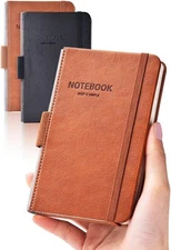 AISBUGUR Pocket Notebook Small 3.5x5.5x0.7inch, 2pack set-1Black 1Brown 