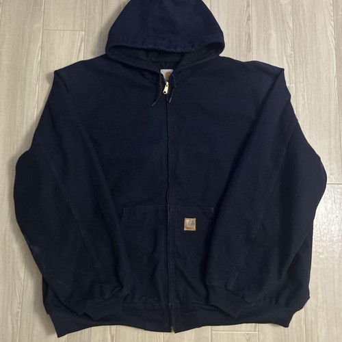 90S Carhartt Active Jacket Leather Patch Big Size Made In Usa
