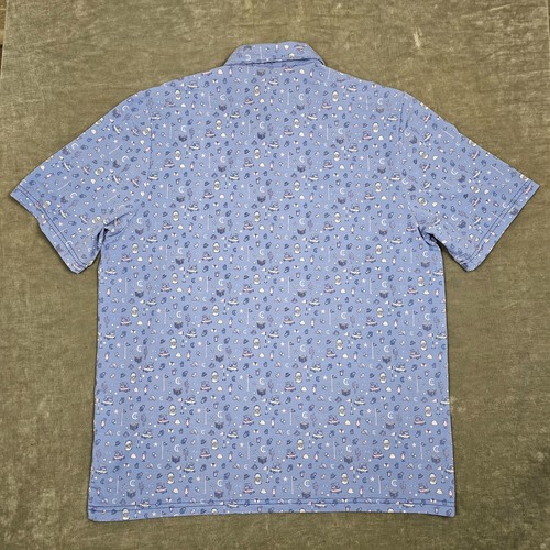 Camisa Polo Criquet Hombres Extra Grande Azul Estampado Fiesta AOP Golf Rendimiento Elastizada - Imagen 3 de 8