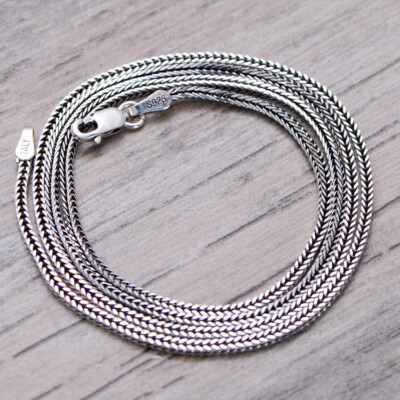 Real S925 Sterling Silver Necklace 1.8mm Square Wheat Link Chain Many Size 