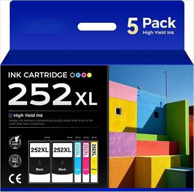 #ad #ad 5P T252XL 252XL 252 XL Ink Cartridges For Epson WorkForce WF 3640 7710 7620 7720 $18.40