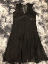Size 14 Little Black Dress Mixit Sheer Layered Lined Beaded Party Cocktail