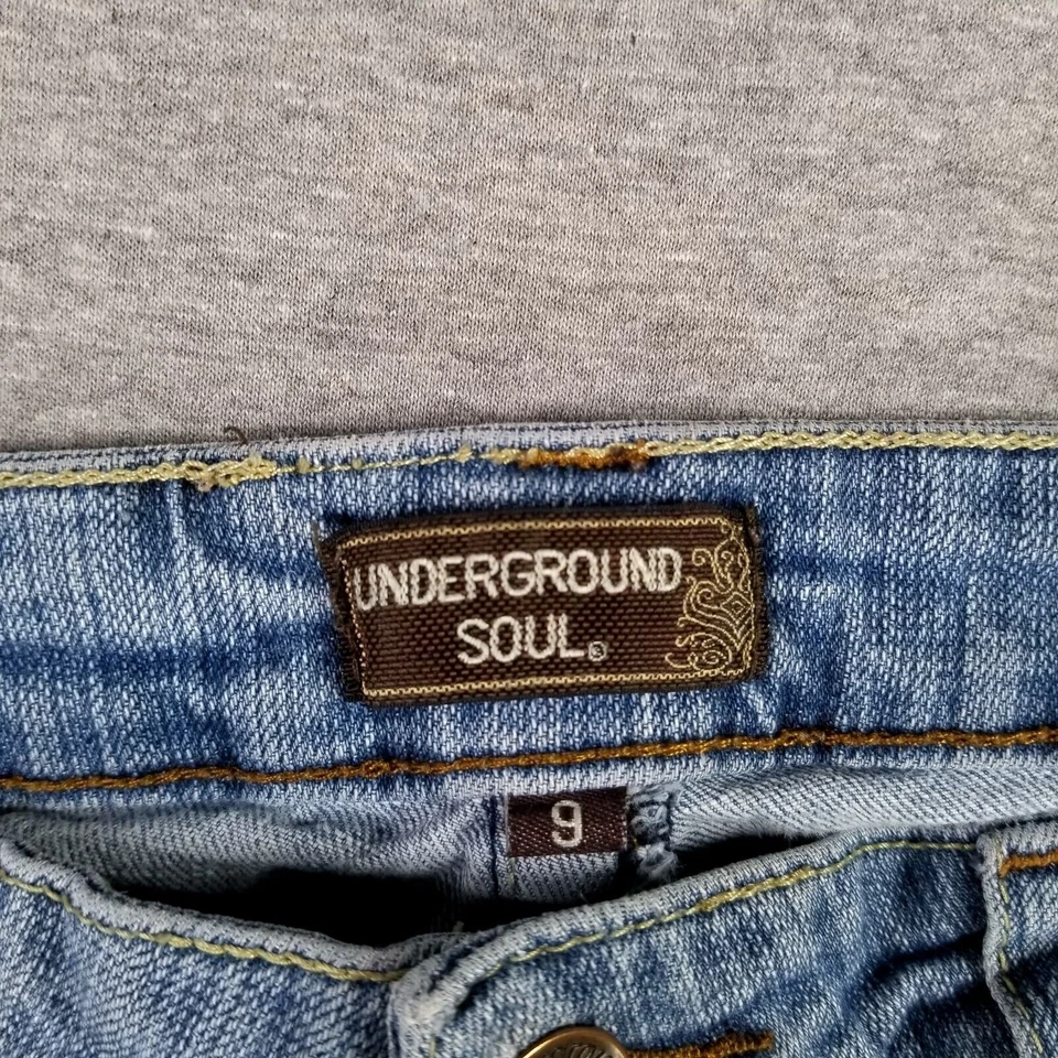 Vintage Underground Soul Size 9 Low Rise Flare Leg Jeans Flap Pockets 2000s - Image 3 of 4