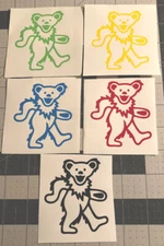 Vinyl Decal for Window - Grateful Dead, Dancing Bears (Set of 5), Size: 3"