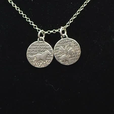 Sterling Silver Kevin N Anna Horse (Success) & Flower (Happiness) Pendants 17In