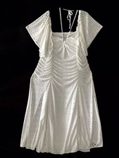 ASOS WHITE EYELET FLARED SLEEVE STRETCH DRESS SIZE U.S. 22  NEW